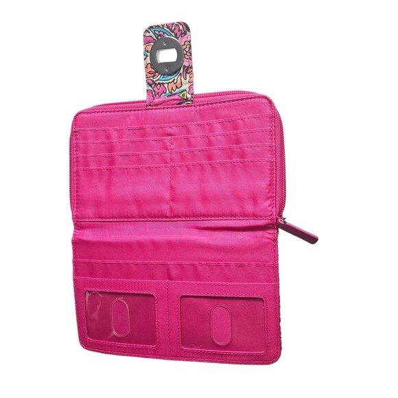 Vera Bradley Floral turnlock dZip Wallet - Pink Holds Your Life & Secrets RDIF - Picture 4 of 9
